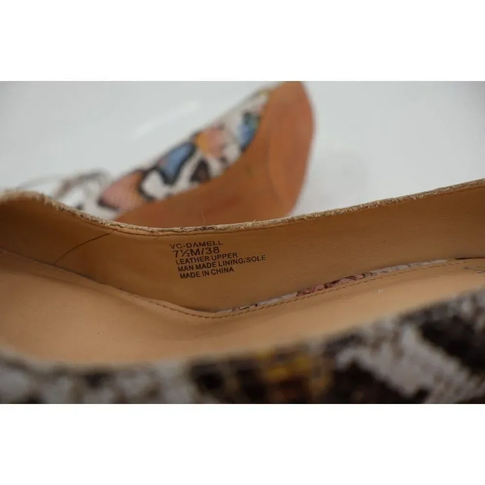 Vince Camuto Damell Ankle Wrap Pump Women's Size 7.5 Snake Print Leather Elegant